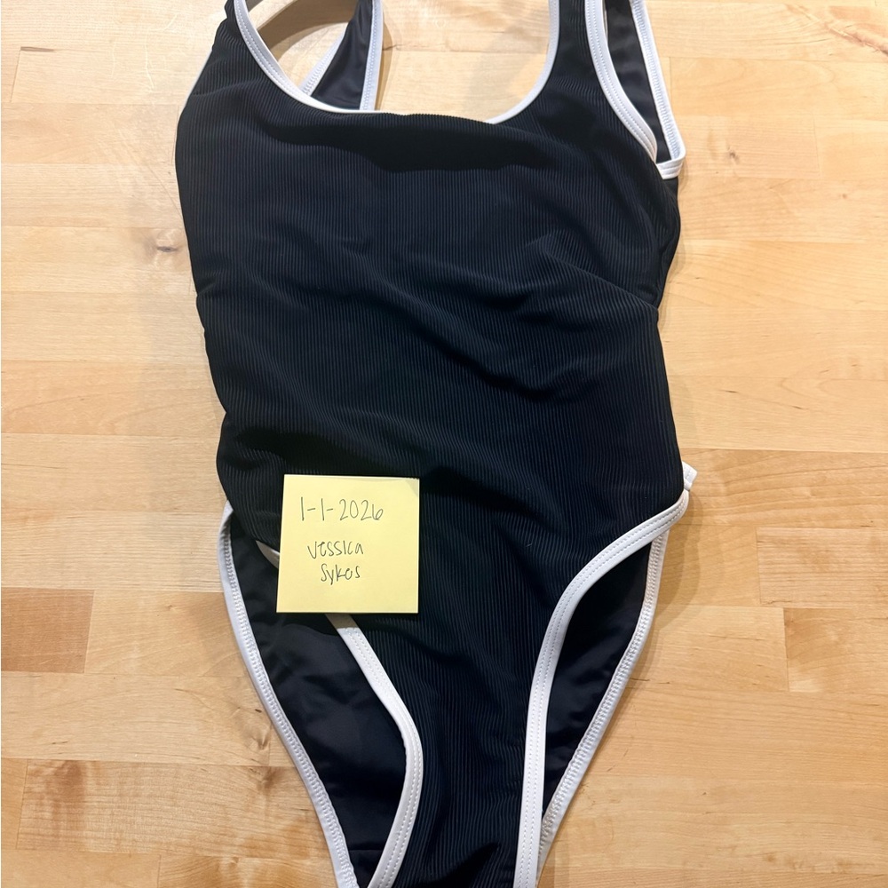 LainSnow Black and White One Piece Swimsuit